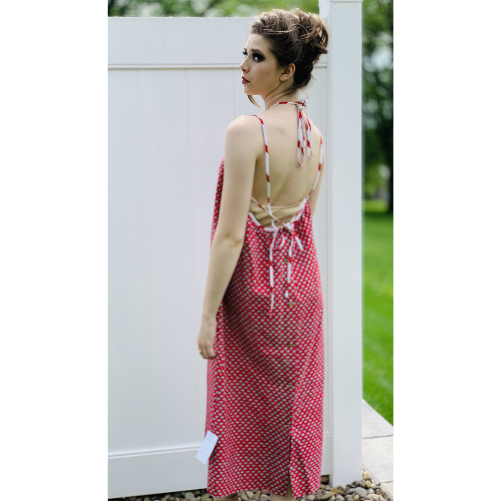 Vintage Marimekko Dress 1968 RARE S/M Halter Style Red Green Mini Print marimekko The Best Vintage Clothing