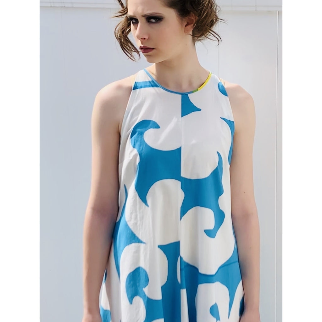 VTG 1966 RARE Marimekko Maxi Gown Turquoise Blue, White, Yellow ”Keidas” by Annika Rimala Small marimekko The Best Vintage Clothing