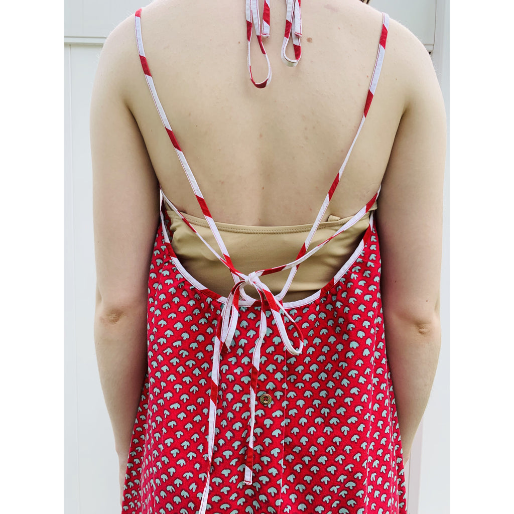 Vintage Marimekko Dress 1968 RARE S/M Halter Style Red Green Mini Print marimekko The Best Vintage Clothing