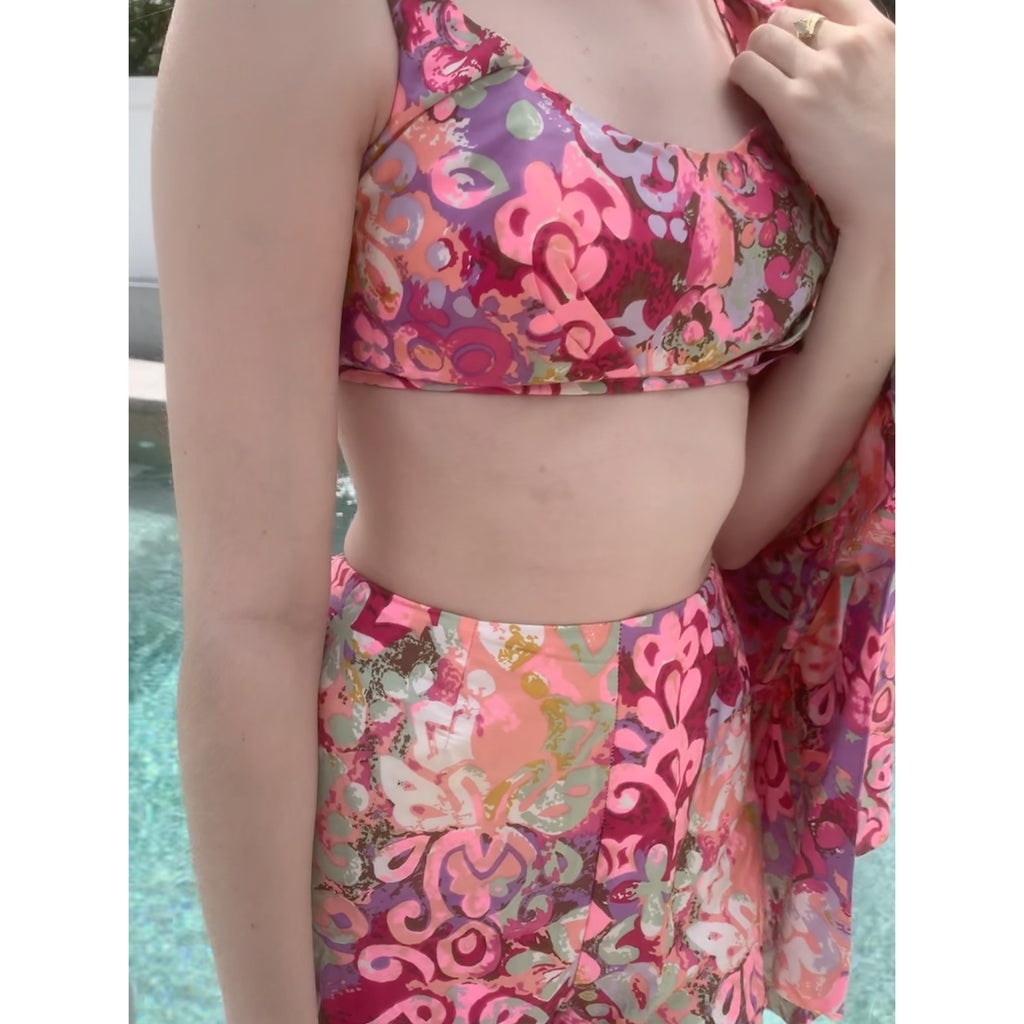 Rose Marie Reid vintage 2 PC swimsuit + COVER-UP 1950s Pinks Sz M The Best Vintage Clothing