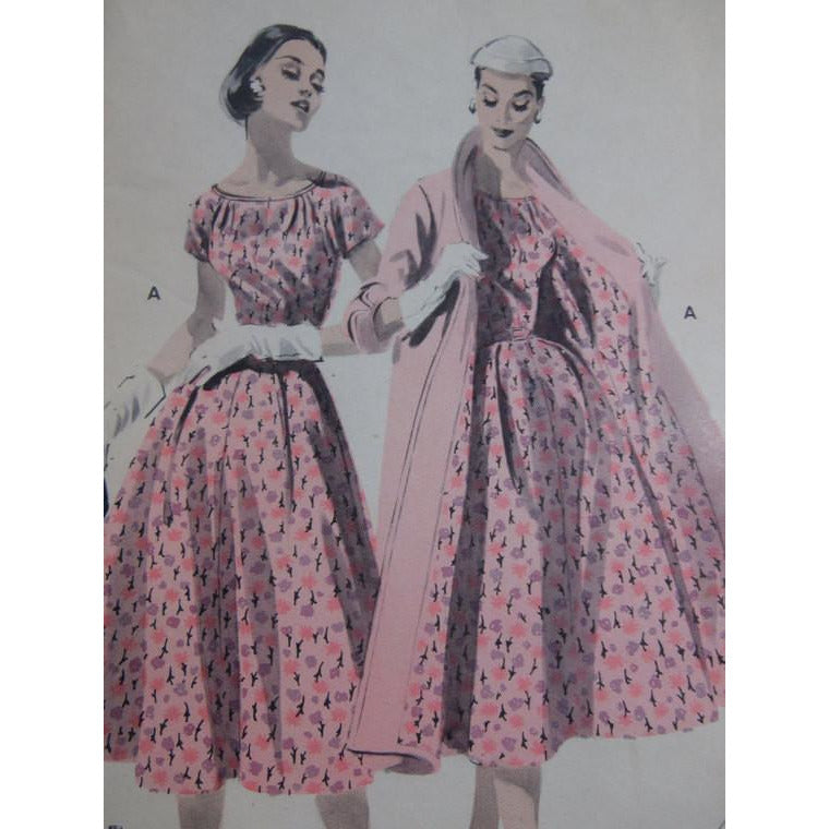 VTG 1950s Spiderweb Print Dress & Matching Lined Linen Coat Rockabilly Holiday Regency NWT Sz S 36-18-Free The Best Vintage Clothing