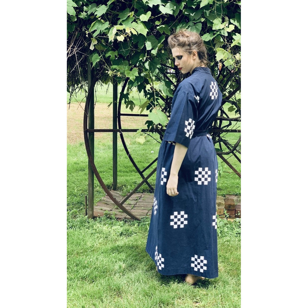 VTG Marimekko ”Pivo” by Katsuji Wakisaka 1975 BLACK/ White Cotton Kaftan Maxi S marimekko The Best Vintage Clothing