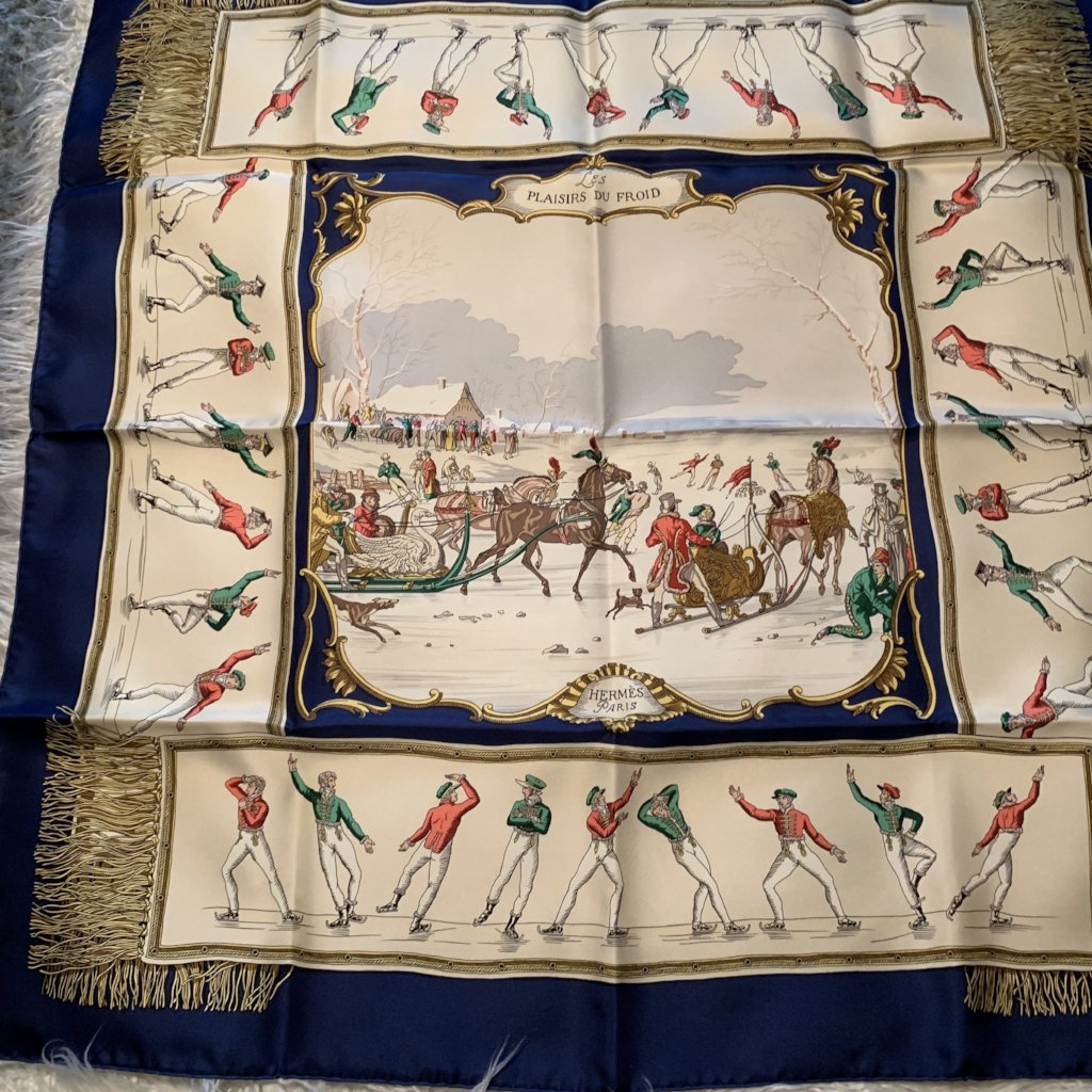 New in box Vintage Hermès Scarf Plaisirs Du Froid winter The Best Vintage Clothing