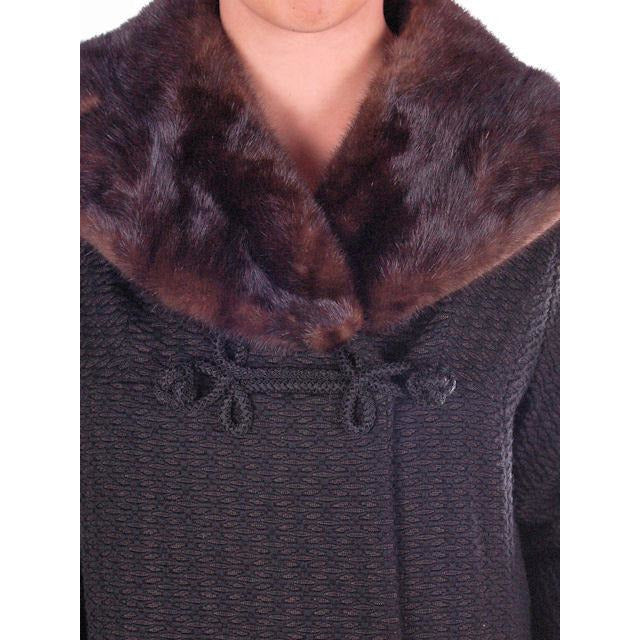 Vintage Wool Sack Coat Black & Brown Print Sterling Lindner 1950S 44 Bust Cart2cart The Best Vintage Clothing