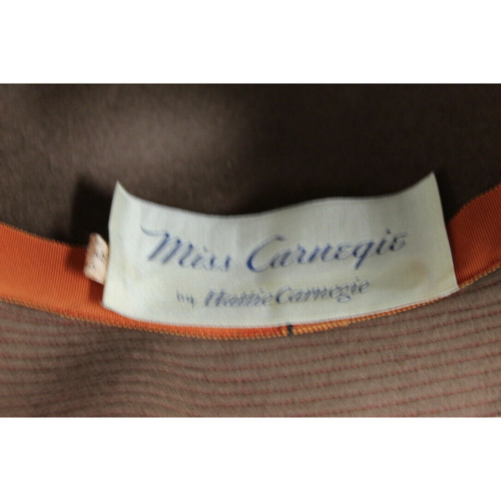 VTG 1960's Miss Carnegie / Hattie Carnegie MOD Bucket Hat Brown Fur Rust S/M The Best Vintage Clothing