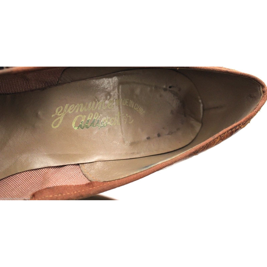 VTG LT Brown Alligator Bump Toe High Heel Pumps Size 4B 1950s Great Shape Shoes The Best Vintage Clothing