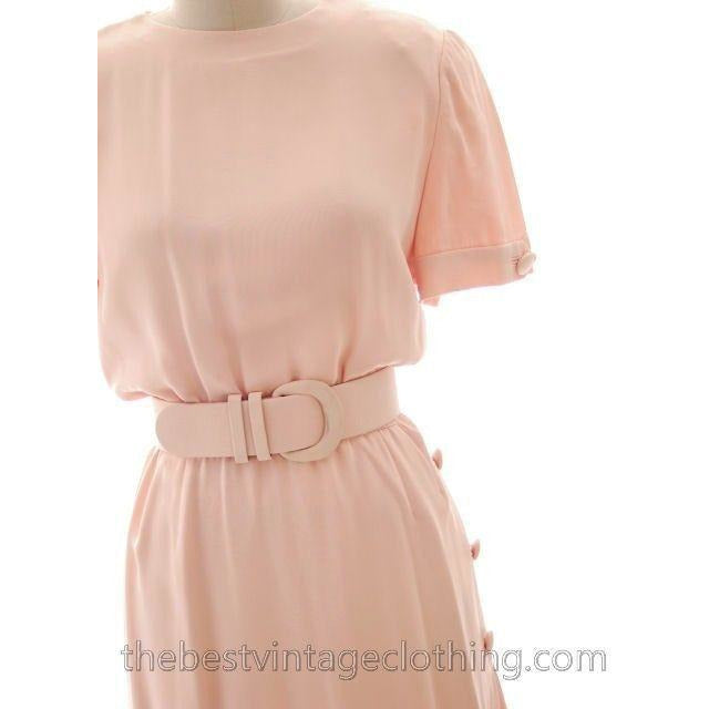 Vintage Bill Blass Dress Peach Pink Silk Huge 1980s Shoulders Sz 10 The Best Vintage Clothing
