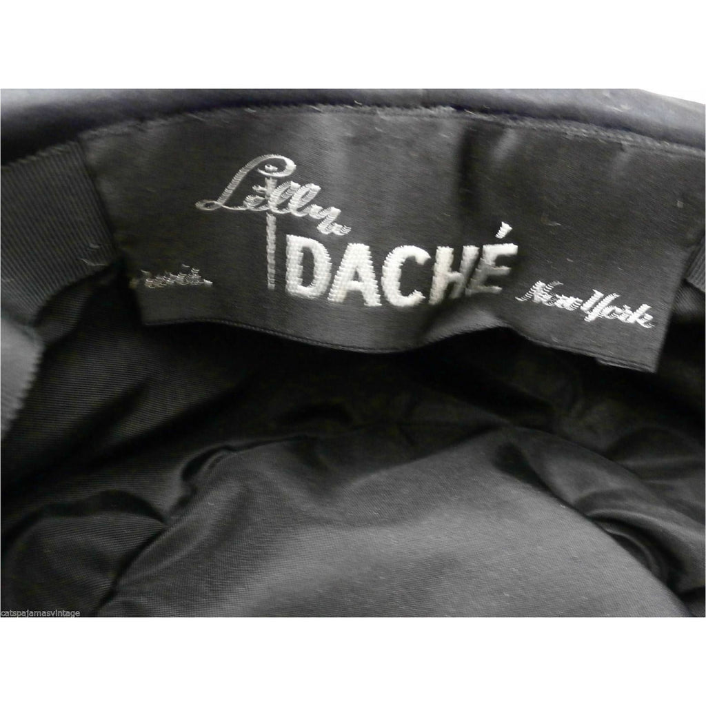 Vtg Lilly Dache Fab Tall PILLBOX Hat Cocktail DR. SEUSS Black Silk 1940s The Best Vintage Clothing