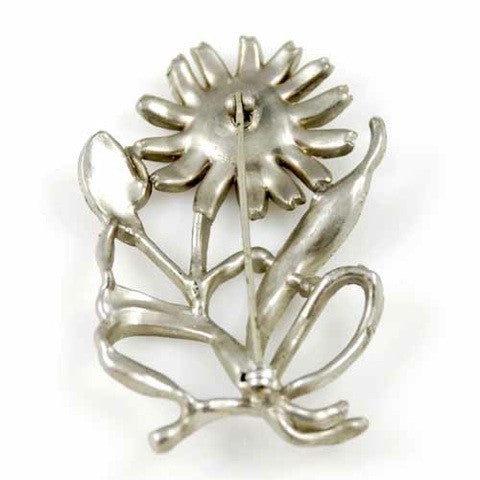 Vintage Silvertone Daisy Brooch Blue Cabochon Center 1930S Cart2cart The Best Vintage Clothing