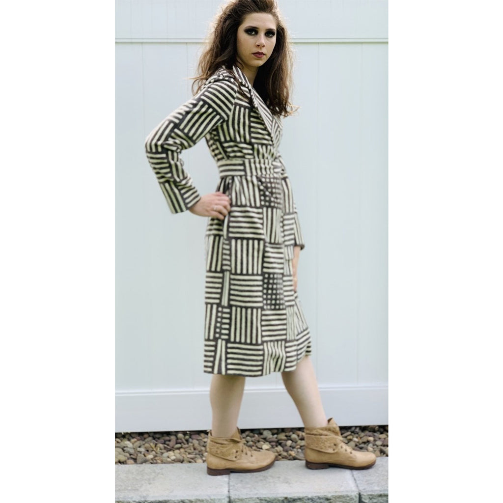 Vintage Marimekko Corduroy Womens M Wrap Coat RARE NWT 1975 Geometric Design marimekko The Best Vintage Clothing