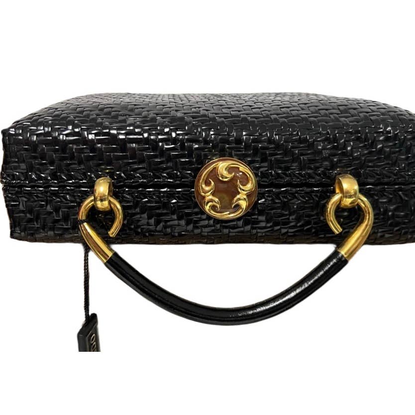 Vintage 1960s Rodo Italy Black Wicker Woven Purse Briefcase Bag NWT/Box New Arrivals Rodo