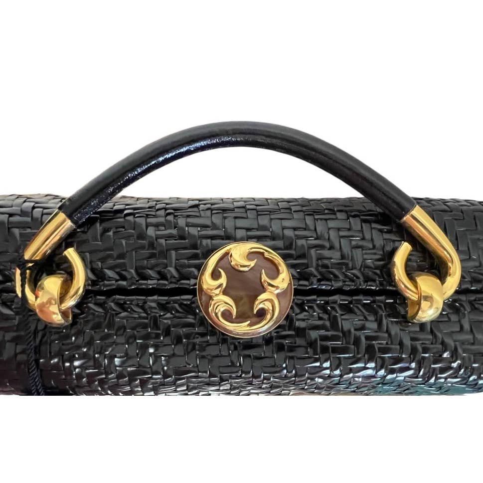 Vintage 1960s Rodo Italy Black Wicker Woven Purse Briefcase Bag NWT/Box New Arrivals Rodo