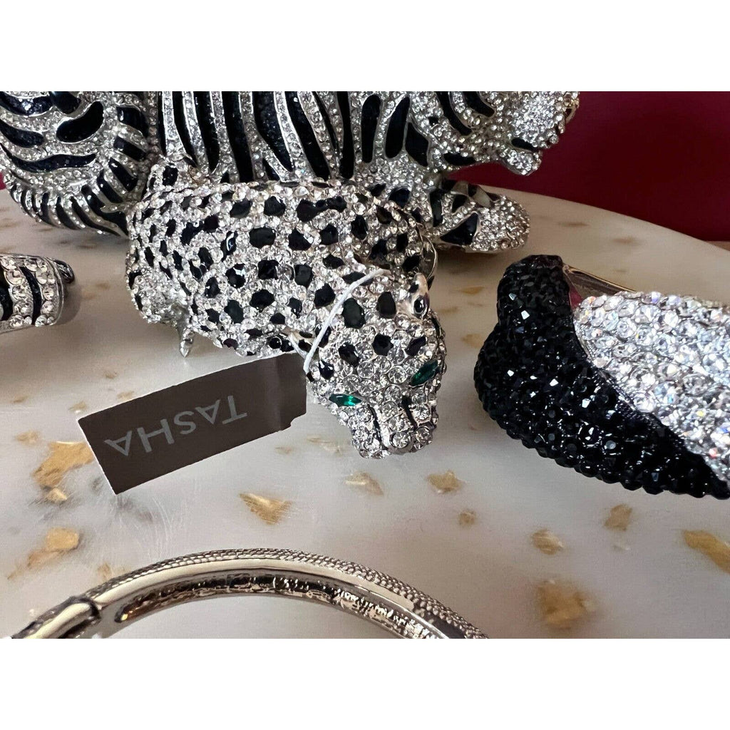 Natasha Tiger Crystal-Embellished Evening Clutch Minaudiere Bag NIB $398+ MORE! New Arrivals Natasha