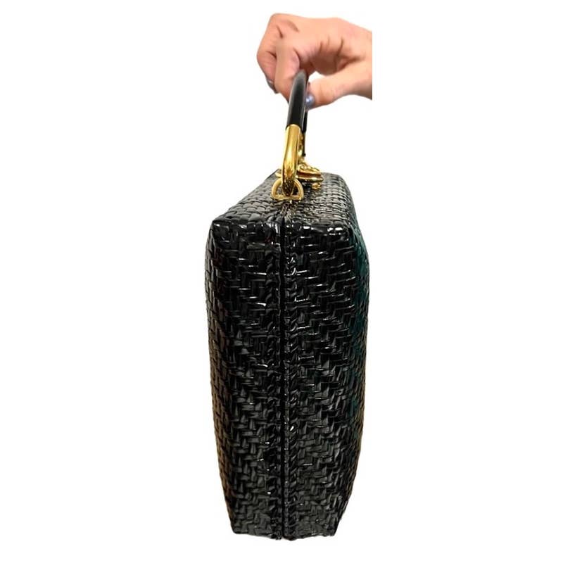 Vintage 1960s Rodo Italy Black Wicker Woven Purse Briefcase Bag NWT/Box New Arrivals Rodo