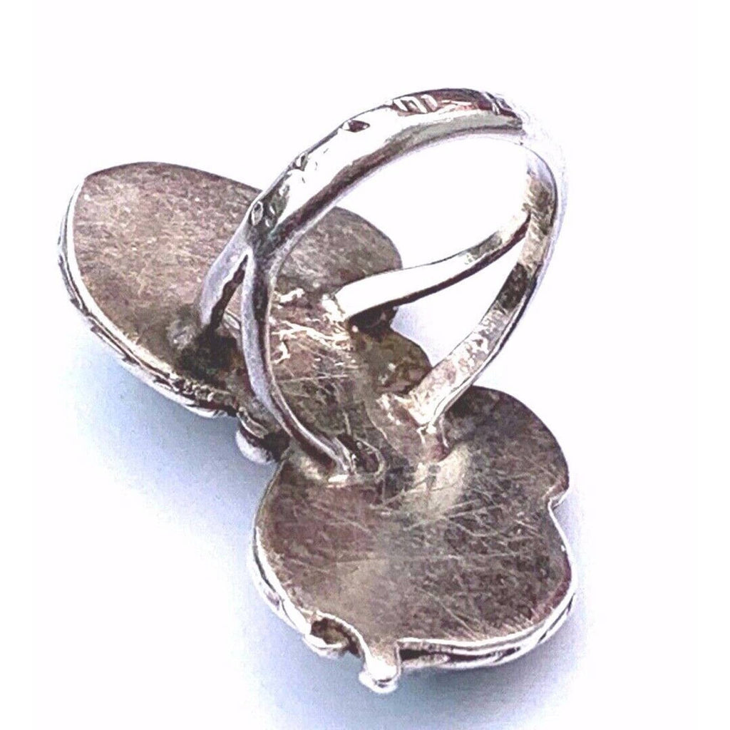 Authentic VTG Native American Sterling Turquoise Doublet Ring 5.5-6 8.9 GR New Arrivals Handmade