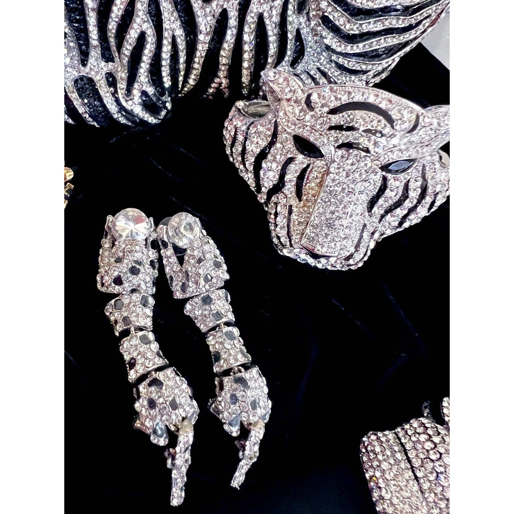 Natasha Tiger Crystal-Embellished Evening Clutch Minaudiere Bag NIB $398+ MORE! New Arrivals Natasha