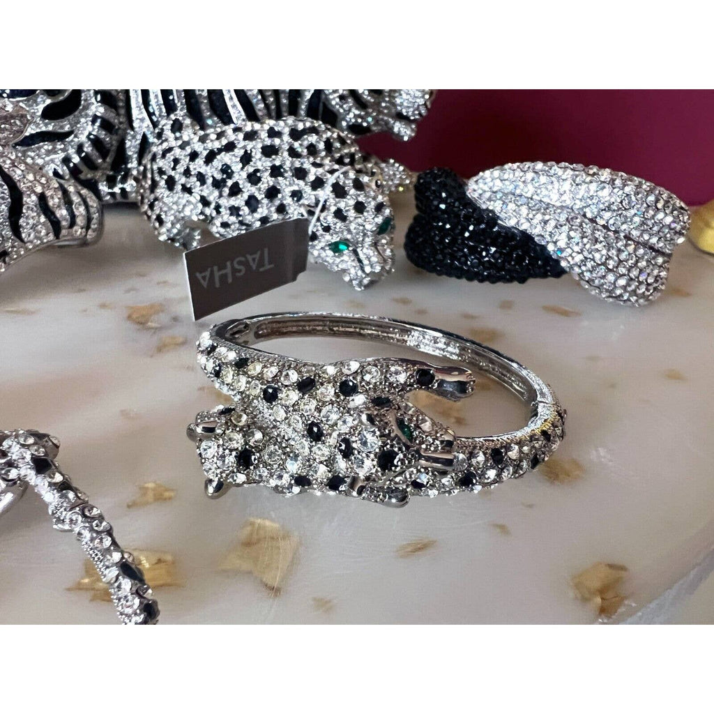 Natasha Tiger Crystal-Embellished Evening Clutch Minaudiere Bag NIB $398+ MORE! New Arrivals Natasha