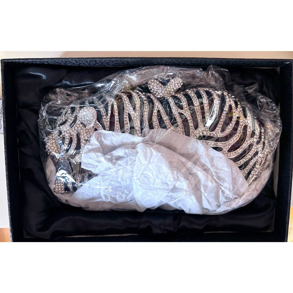 Natasha Tiger Crystal-Embellished Evening Clutch Minaudiere Bag NIB $398+ MORE! New Arrivals Natasha