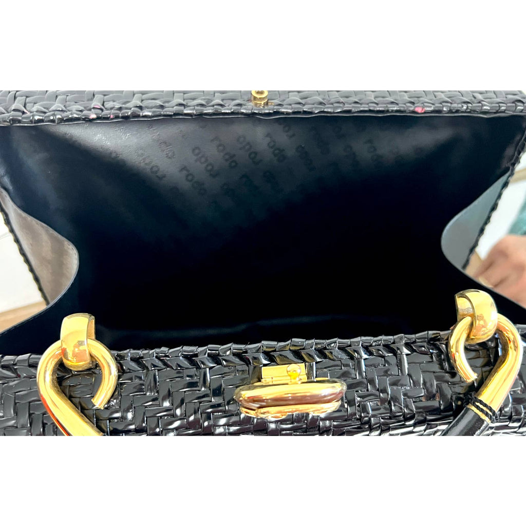 Vintage 1960s Rodo Italy Black Wicker Woven Purse Briefcase Bag NWT/Box New Arrivals Rodo