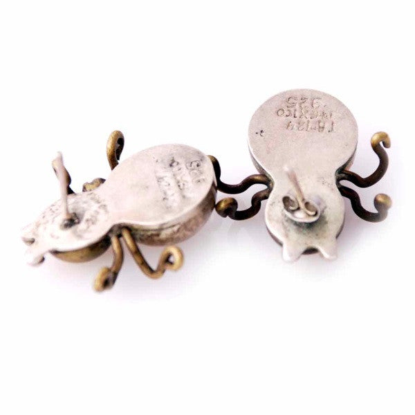 Vintage Sterling Silver Insect Brooch & Earrings Tango Aceves Taxco Mexico Jewelry Taxco