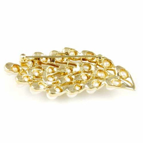 Vintage Signed Trifari Crown Goldtone/Pearl Spray Brooch 1940S Cart2cart Trifari