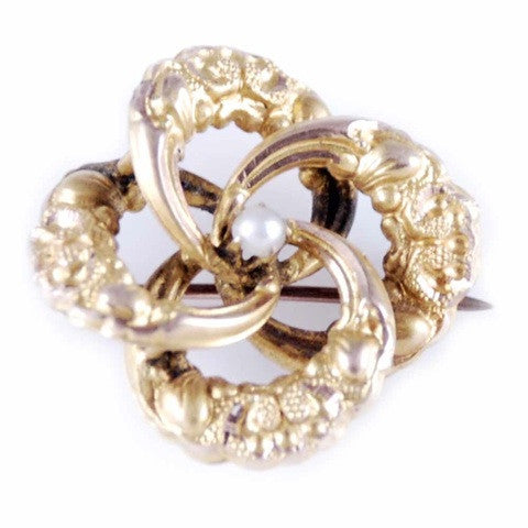 Victorian Natural Pearl/Gold Engraved Swirl Pin On Sale The Best Vintage Clothing
