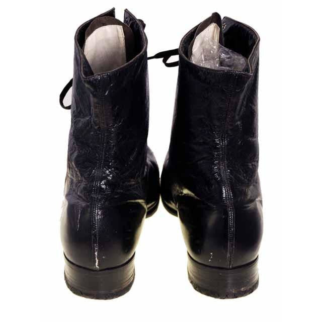 Victorian Lady Black Leather Hi Top Lace Up Boots Modern 6.5N Women's,Shoes The Best Vintage Clothing