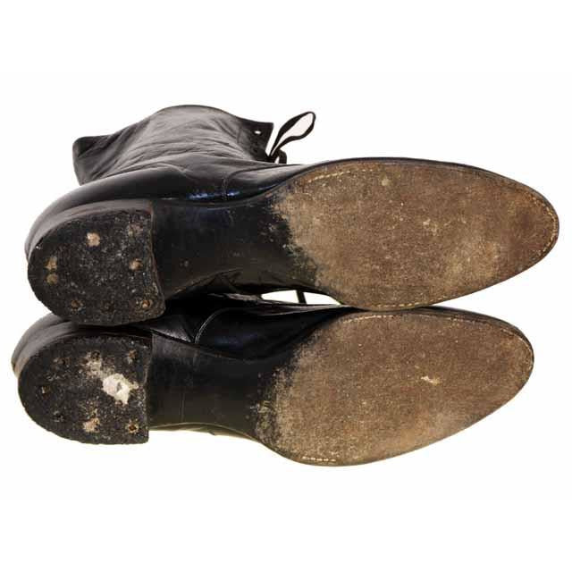 Victorian Lady Black Leather Hi Top Lace Up Boots Modern 6.5N Women's,Shoes The Best Vintage Clothing