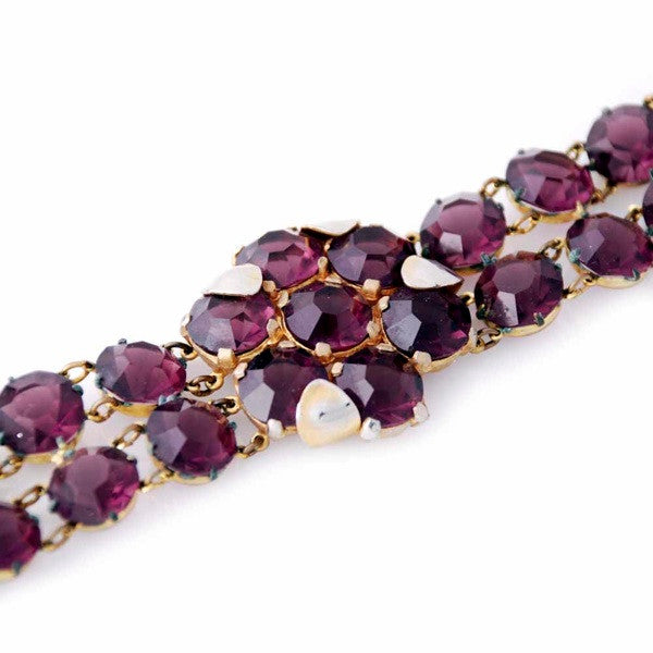 Vintage Amethyst Glass/Brass Bracelet/Brooch 1940S Revival Cart2cart The Best Vintage Clothing