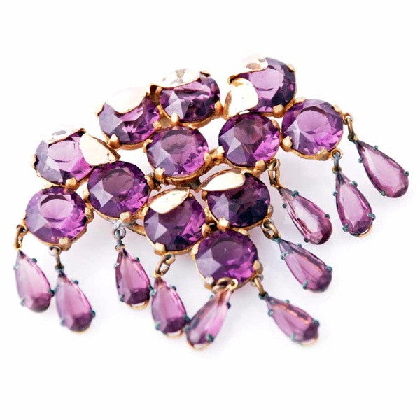 Vintage Amethyst Glass/Brass Bracelet/Brooch 1940S Revival Cart2cart The Best Vintage Clothing