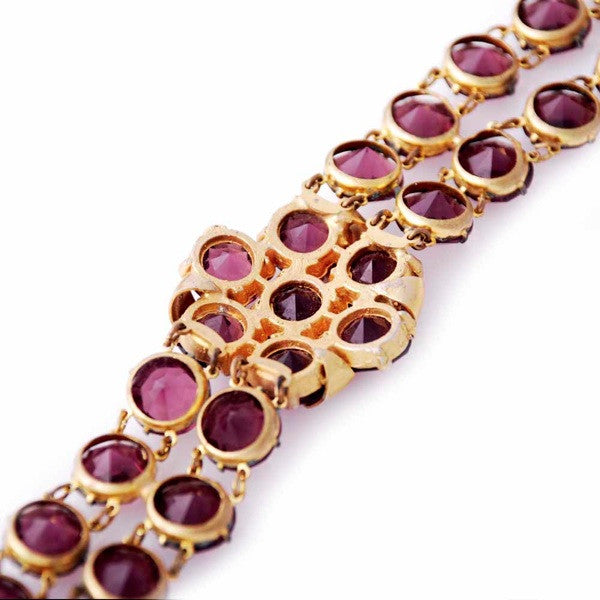 Vintage Amethyst Glass/Brass Bracelet/Brooch 1940S Revival Cart2cart The Best Vintage Clothing