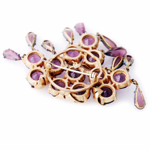 Vintage Amethyst Glass/Brass Bracelet/Brooch 1940S Revival Cart2cart The Best Vintage Clothing