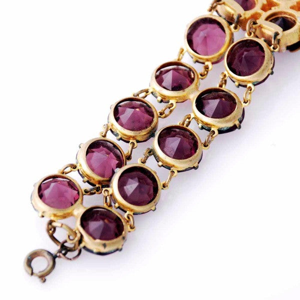 Vintage Amethyst Glass/Brass Bracelet/Brooch 1940S Revival Cart2cart The Best Vintage Clothing