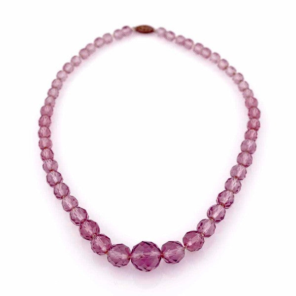 Vintage Amethyst Crystal Necklace 17" Graduated 1940S Jewelry The Best Vintage Clothing