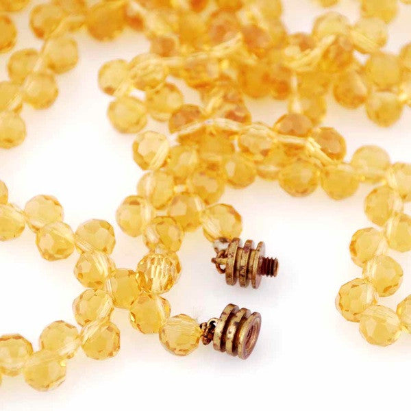 Vintage Yellow Amber Crystals Necklace 46" Extra Sparkly Downton Abbey Era Jewelry,Women's The Best Vintage Clothing