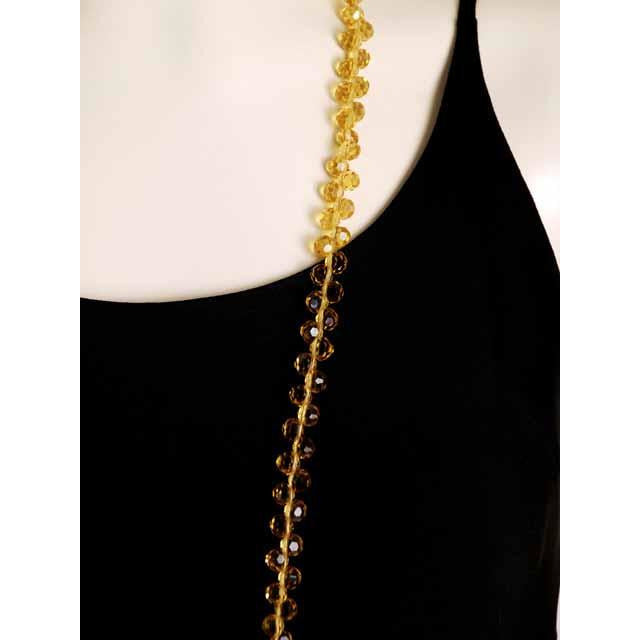Vintage Yellow Amber Crystals Necklace 46" Extra Sparkly Downton Abbey Era Jewelry,Women's The Best Vintage Clothing