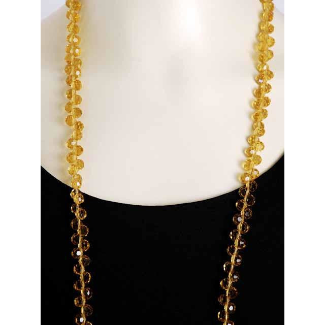 Vintage Yellow Amber Crystals Necklace 46" Extra Sparkly Downton Abbey Era Jewelry,Women's The Best Vintage Clothing