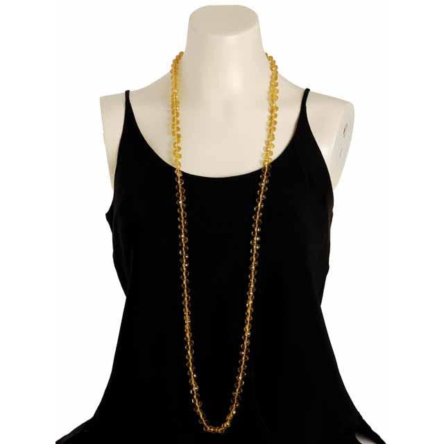 Vintage Yellow Amber Crystals Necklace 46" Extra Sparkly Downton Abbey Era Jewelry,Women's The Best Vintage Clothing