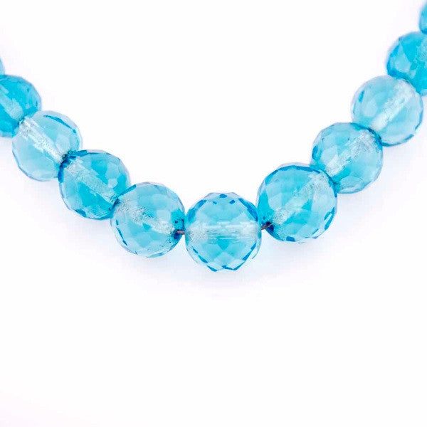 Vintage Aqua Crystal Necklace 22" Graduated Beads 1940S Cart2cart The Best Vintage Clothing