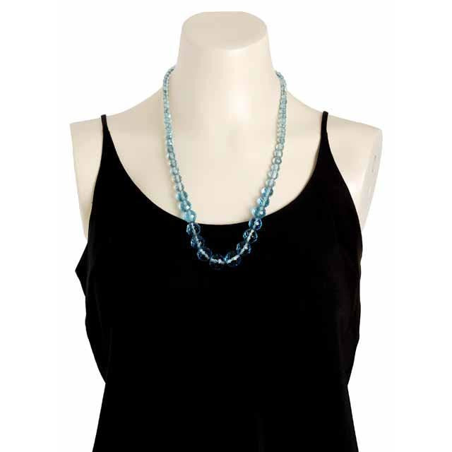 Vintage Aqua Crystal Necklace 22" Graduated Beads 1940S Cart2cart The Best Vintage Clothing