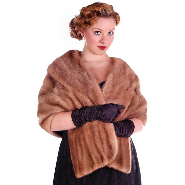 Vintage Mink Stole Autumn Haze Mink Shawl Collar 1950S Women's The Best Vintage Clothing