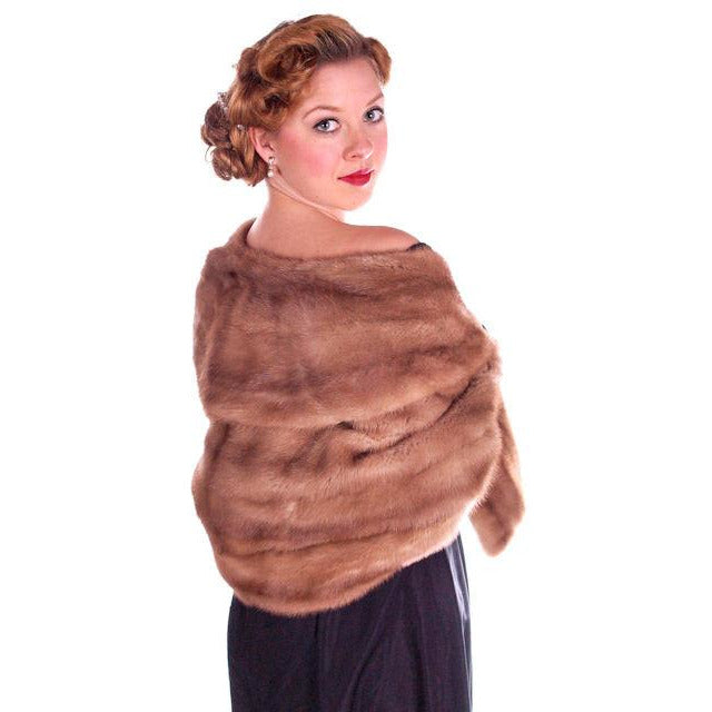 Vintage Mink Stole Autumn Haze Mink Shawl Collar 1950S Women's The Best Vintage Clothing