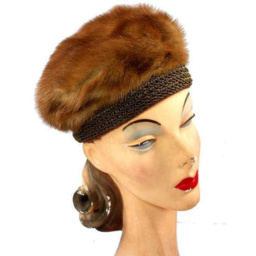 Vintage Autumn Haze Mink Hat Fab Soutache 1950S Robinsons - The Best Vintage Clothing
 - 1
