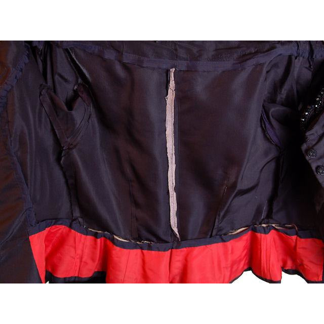 Vintage Jacket Black Silk Taffeta Beaded Cocktail 1950S Red Peplum 36B-28W Cart2cart The Best Vintage Clothing