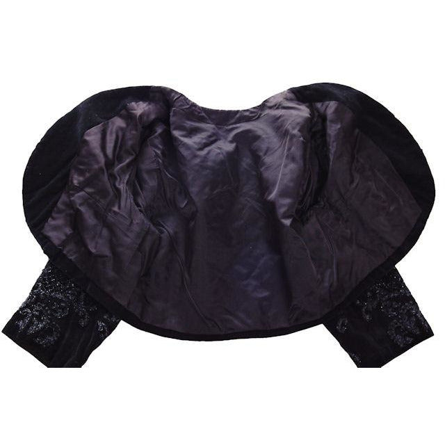Vintage Bolero Black Velvet Heavily Beaded Soutache 1950S 38"B Provenance Women's The Best Vintage Clothing