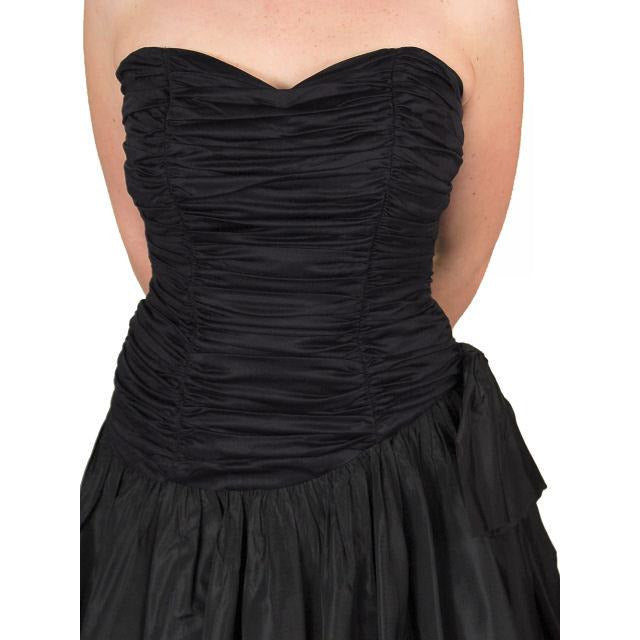 Vintage Black Strapless Cocktail Dress ShirredRayon & Taffeta 1950S 34-26-Free Cart2cart The Best Vintage Clothing