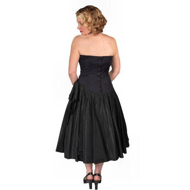 Vintage Black Strapless Cocktail Dress ShirredRayon & Taffeta 1950S 34-26-Free Cart2cart The Best Vintage Clothing
