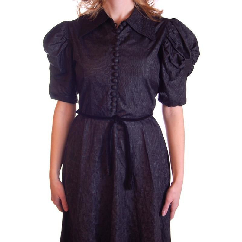 Vintage Black Moiré Dress Huge Sleeves Late 1930S 36-28-FREE Cart2cart vendor-unknown