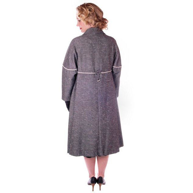 Vintage Ladies Black & White Tweed Linen Swing Coat 1950S M-L 6-14 Cart2cart vendor-unknown
