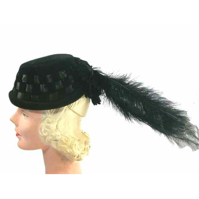 Vintage Black Cocktail Hat w Dramatic Long Feathers 1950s Hats The Best Vintage Clothing